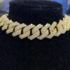 Cuban Link Chain Bracelet Iced Out Moissanite Studded Yellow Plated Bracelet For Men