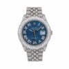 Limited Edition Round Cut White Diamond Iced out Blue Dial Hip Hop Men’s Watch