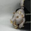 Customized 2.5 Inch Bear Shaped White Moissanite Studded Iced Out Pendant For Men
