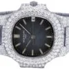 Patek Philippe Black Blue Dial with White Diamond Watch for Men | Iced Out Watch | Hip Hop Watch