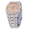 Awesome Audemars Piguet Royal Oak Round Cut White Diamond Two Tone Men’s Fully Iced Out Hip Hop Style Watch