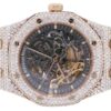 Audemars Piguet Royal Oak Skeleton Round Cut White Diamond Men’s Fully Iced Out Hip Hop Style Watch | Rose Gold Plated |