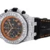 Audemars Piguet Royal Oak Round Cut White Diamond Men’s Fully Iced Out Hip Hop Style Watch | White Gold Plated Watch |