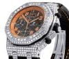 Audemars Piguet Royal Oak Round Cut White Diamond Men’s Fully Iced Out Hip Hop Style Watch | White Gold Plated Watch |