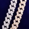 20mm Miami White Baguette White Moissanites Cuban Chain Micro Pave Necklace For Men