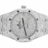 Audemars Piguet Royal Oak Round Cut White Diamond Men’s Fully Iced Out Hip Hop Style Watch | White Gold Plated Watch |