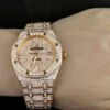 Audemars Piguet Royal Oak Round Cut White Diamond Men’s Fully Iced Out Hip Hop Style Watch | Rose Gold Plated Watch |