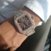 Standard Edition Cartier Wrist Watch For Men Moissanite Diamonds Analogue Men’s Watch | Iced Out Watch | Hip Hop Watch |