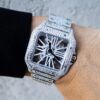 Santos De Cartier Wrist Watch For Men Moissanite Diamonds Analogue Men’s Watch | Iced Out Watch | Hip Hop Watch |