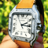 Santos De Cartier Wrist Watch For Men Moissanite Diamonds Analogue Men’s Watch | Iced Out Watch | Hip Hop Watch |