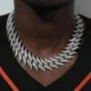 25mm Thick Prong Link Chain Iced Out 3 Row Setting Cuban Chain Hip Hop Bling Rapper Miami Cuban Link Necklace