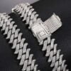 16mm Spike Cuban Link Chain White Moissanites Full Iced Out Necklace