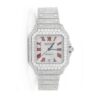 Standard Edition Cartier Round Moissanite Diamond Army Design Men’s Watch, White Moissanite Men’s Watch | Fully Iced Out Watch | Hip Hop Watch
