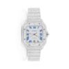 Special Edition Cartier Round Moissanite Diamond Army Design Men’s Watch, White Moissanite Men’s Watch | Fully Iced Out Watch | Hip Hop Watch