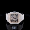 Standard Edition Cartier Santos De Fully Iced Out White Round Cut Moissanite 39 MM Men’s Watch | Hip Hop Men’s Watch