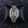 Special Edition Cartier Santos De Fully Iced Out White Round Cut Moissanite 39 MM Men’s Watch | Hip Hop Men’s Watch