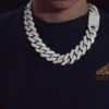 Big 27mm 5 Rows White Moissanites Studded Heavy Cuban Link Chain Necklace For Men