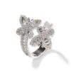 Adjustable Charm Punk Hip Hop Opened Butterfly Design Micro Paved Out White Moissnaites Statement Rings For Women Ring