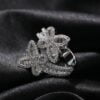 Adjustable Charm Punk Hip Hop Opened Butterfly Design Micro Paved Out White Moissnaites Statement Rings For Women Ring