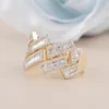 Classic Pave Style Cuban Curb Link Wedding Band Stack Yellow Plated Ring