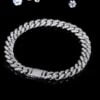 Hip Hop Style 8MM 8 Inches White Moissanites Studded Cuban Link Bracelet For Men / Women