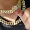Iced White Moissnaites Studded Cuban Link Choker Necklace For Women