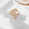 Classic Snake Designer White Moissanites Studded Women’s Engagement Ring | Wedding Women’s Modern Style Ring