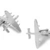Lancaster Bomber Aircraft Design Men’s Army Lover Cufflinks In 10K White Gold Finished