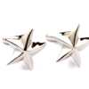 Solid 10K White Gold Plated With Handmade Star Design Men’s Cufflinks
