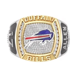 True Fans Customized Buffalo Bills with White Moissanite Collection Men's Ring