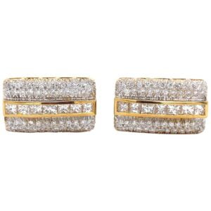Estate Style Men's Cufflinks Gold Plated With White Moissanites