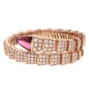 Snake Viper one-coil rose gold bracelet set with full pavé diamonds and a rubellite on the head