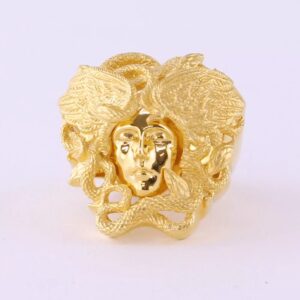 New "Versace" Men's Ring Gold Plated Medusa Design Ring Made In 925 Sterling Silver