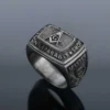 Delicate Square and Compass Personalized Masonic Masonry Men’s Ring