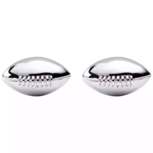 Sterling 925 Bright Polished Silver Rugby Ball Design Sports Lover Men Cufflinks