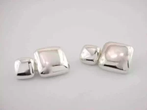 Fabulous Cushion Shape 925 Bright Polished Sterling Silver Two Side Men Cufflinks