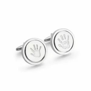 Classic Stylish Handprint Design Pure 925 Sterling Silver Men's Fashion Cufflinks