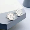 Classic Stylish Handprint Design Pure 925 Sterling Silver Men’s Fashion Cufflinks