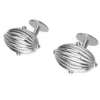 Fabulous Plan Oval Wire Sphere Men’s Cufflinks In 925 Sterling Silver