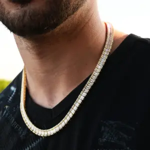 "Baguette Bling Tennis Chain Necklace – Luxury Hip Hop Jewelry for Men" - Image 1