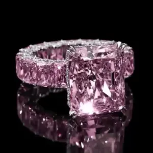 Halo 8.00Ct Radiant Cut Pink Sapphire Studded Engagement Ring For Women | Wedding Ring - Image 1