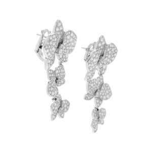 Floral Cascade Moissanite Earrings in 14K White Gold – Elegant Drop Earrings for Women - Image 2
