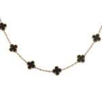 Van Cleef & Arpels Style Alhambra Necklace – Black Onyx Clover Motif in 18K Gold