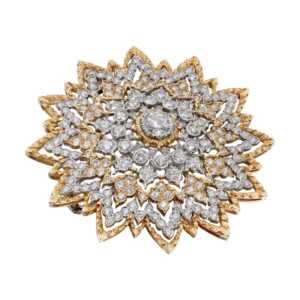 Exquisite 14K Gold Dual-Tone Floral Moissanite Pendant Brooch | Victorian Inspired Necklace Pin - Image 4