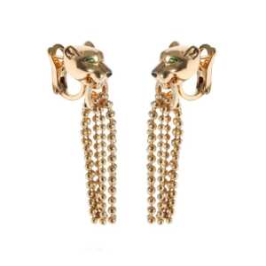 Regal Panther Tassel Earrings for Women in 14KT Gold with Moissanite Accents - Image 3