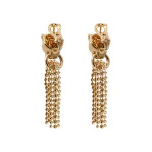 Regal Panther Tassel Earrings for Women in 14KT Gold with Moissanite Accents - Image 2