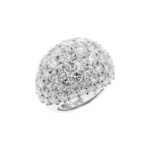 14K White Gold Dome Ring for Women | Moissanite Pavé Cocktail Statement Ring | Luxurious Bold Sparkle