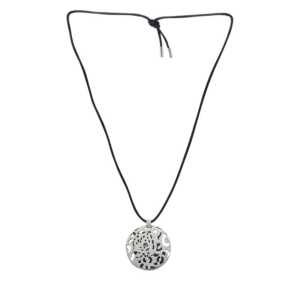 Designer Round Pendant Necklace with Moissanite & Emerald Stone – Sterling Silver Finish, Modern Statement Jewelry - Image 2